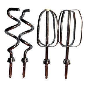 Oster mixer attachments 2 dough hooks 2 standard beaters  silver tone metal